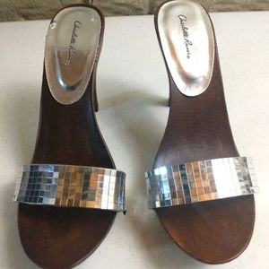 Women's Silver Pumps Platform Slip-on